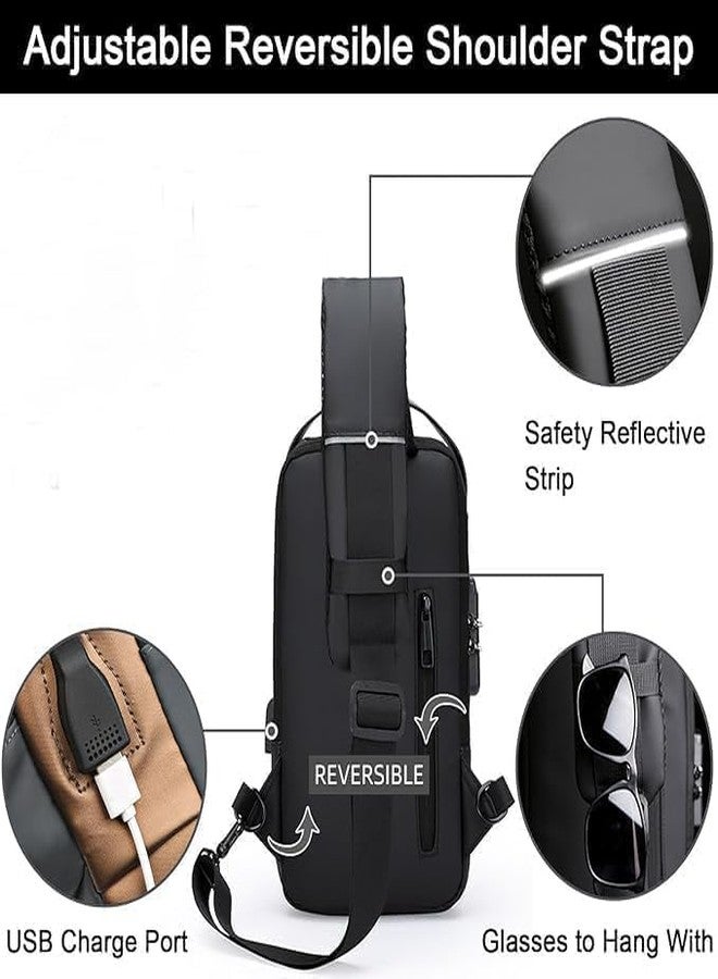 GadgetBite Waterproof Anti-Theft USB Crossbody Sling Bag Travel Chest Bag with Charging Port for Men & Women, Secure Shoulder Bag for Sports, Hiking, Outdoor Activities & Everyday Use - Black - Image 4